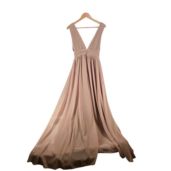 Lulus Heavenly Hues Taupe Sleeveless Plunge Neckline Chiffon Maxi Dress XS - Picture 9 of 9